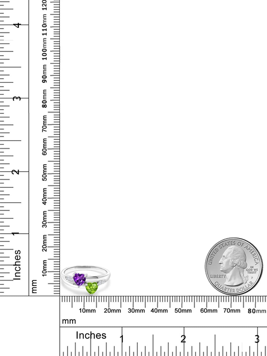 Purple Amethyst Green Peridot 18K Yellow Gold Plated Silver Ring Y3462