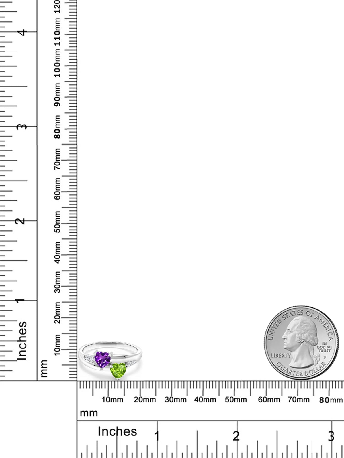 Purple Amethyst Green Peridot 18K Yellow Gold Plated Silver Ring Y3462