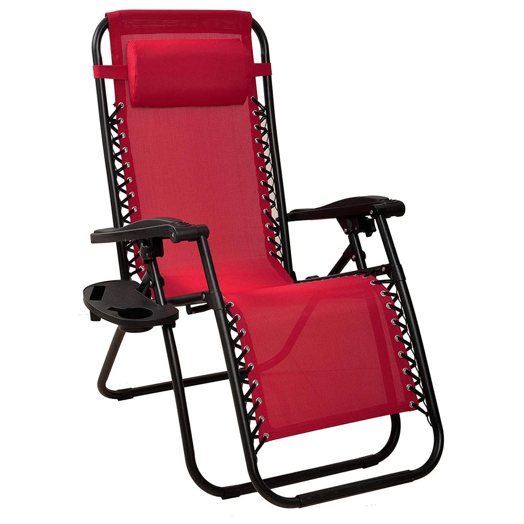 Adjustable Outdoor Zero Gravity Recliner Lounge Chair, Burgundy, 2 O917947