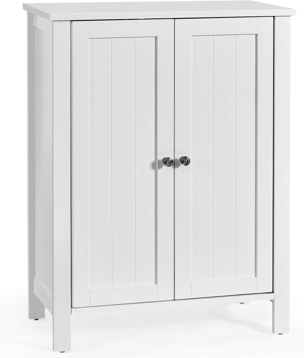 Grey 3 Tier Wooden Bathroom Floor Cabinet with Double Door and Adjustable Shelf C403