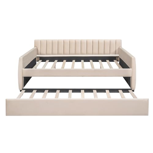 Twin Size Upholstered Daybed with Trundle L9111