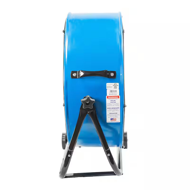 2 Fan Speeds Drum Fan in Blue with Snap-On Wheels W4172