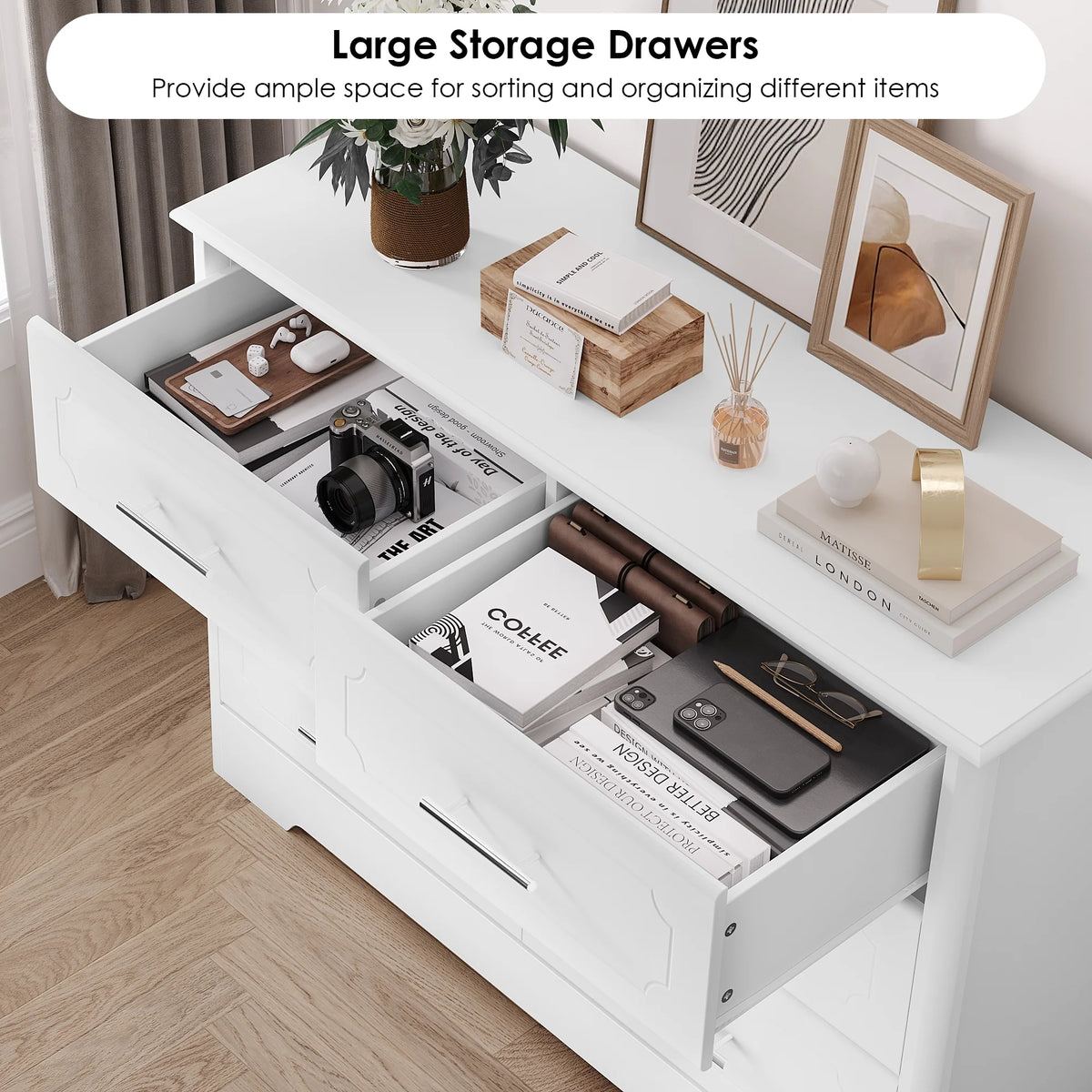 White 6 Drawer Double Dresser I283638