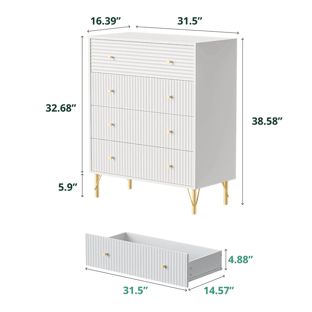White 4 Drawer Dresser Set of 2 E960