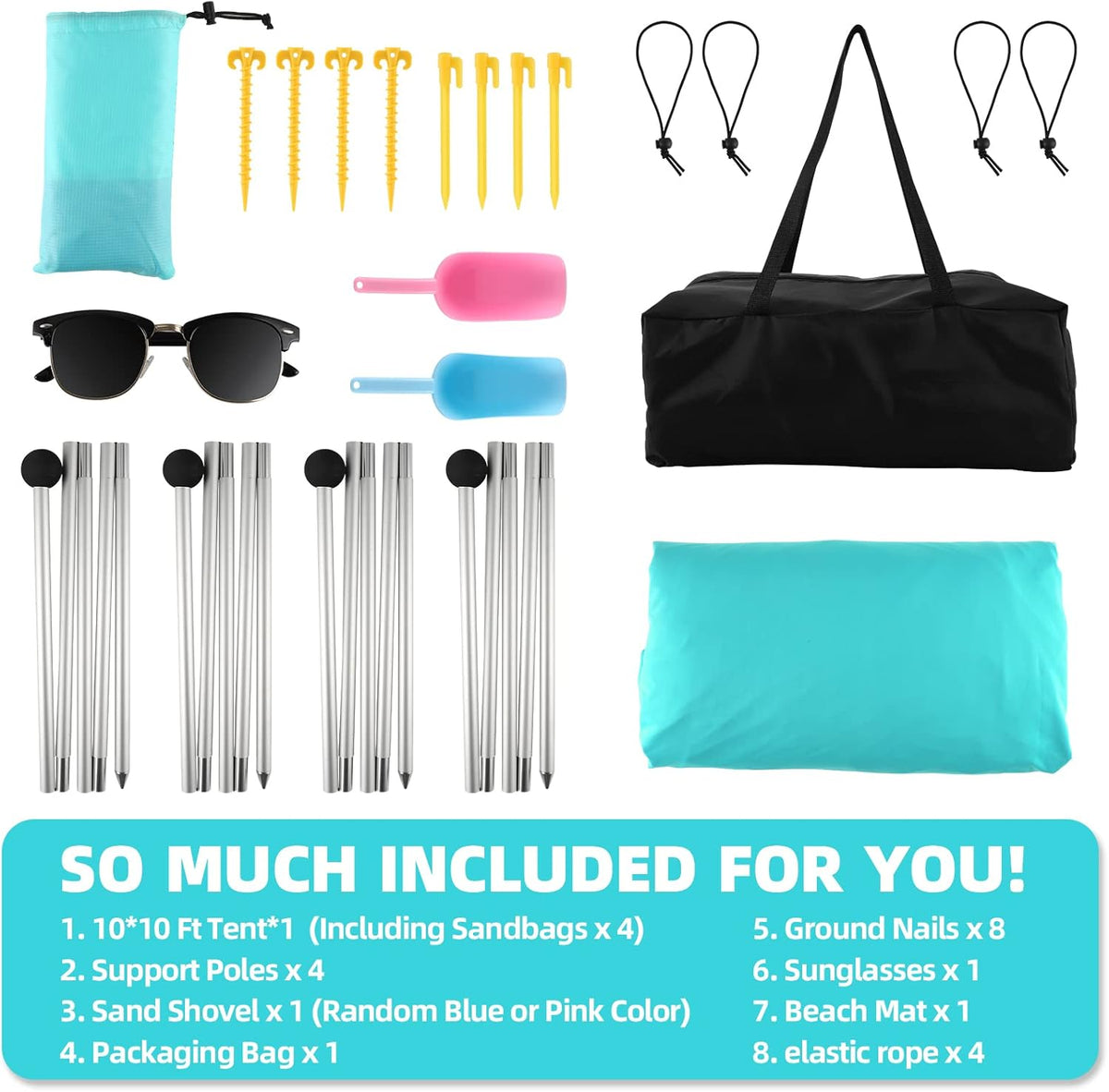 10x10 FT Pop Up Beach Sun Shade Tent with Carrying Bag F7070