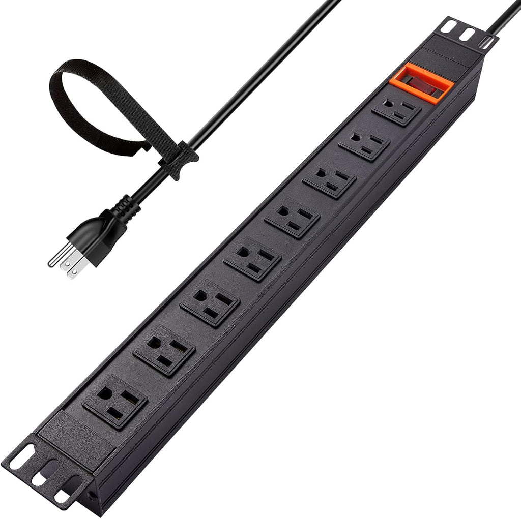 Black 1U Rack Mount PDU, 8 Outlets, 15A/125V, 6ft Cord, Pack of 2 Q6680