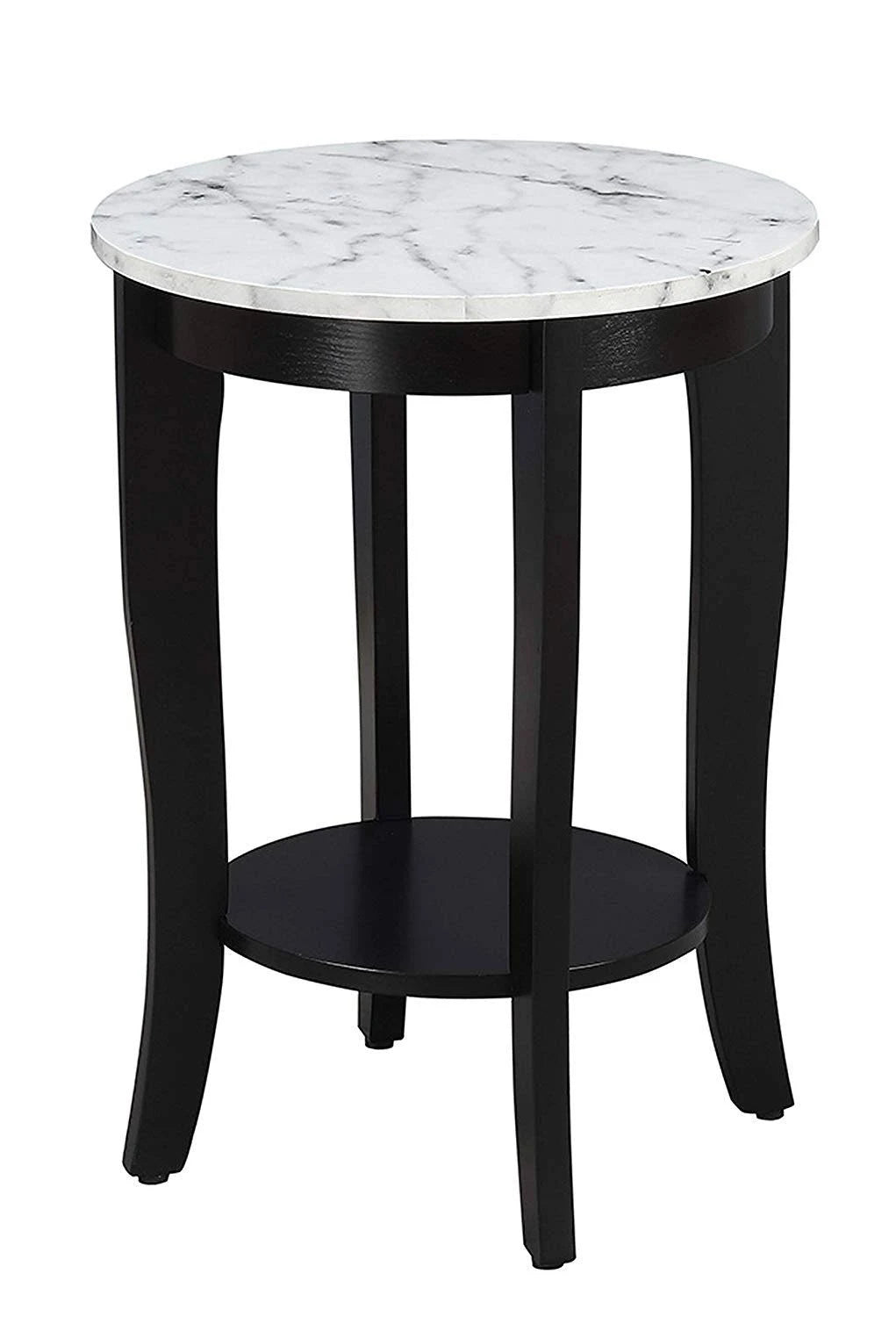 White Faux Marble Round End Table Y2108