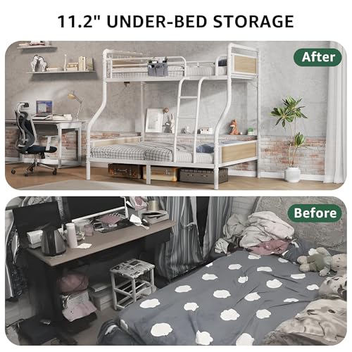Twin Over Twin Metal Bunk Bed with Safety Guard Rails C7396