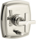 Pressure-Balancing Valve Trim with Push-Button Diverter and Cross Handles S52938