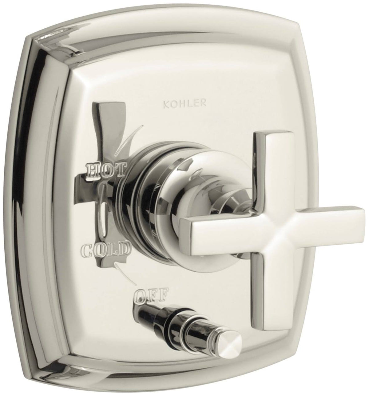 Pressure-Balancing Valve Trim with Push-Button Diverter and Cross Handles S52938