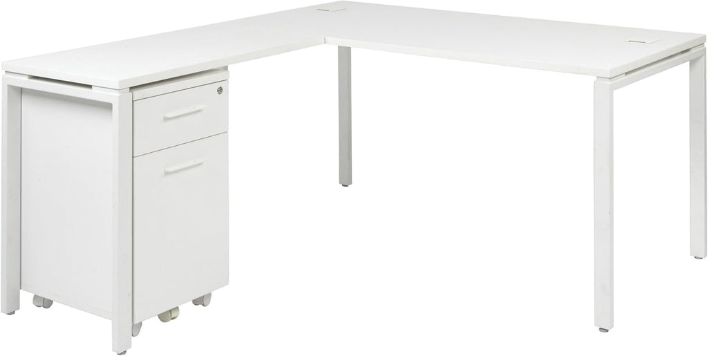 White Mobile File with Hidden Drawer and Castors X879556