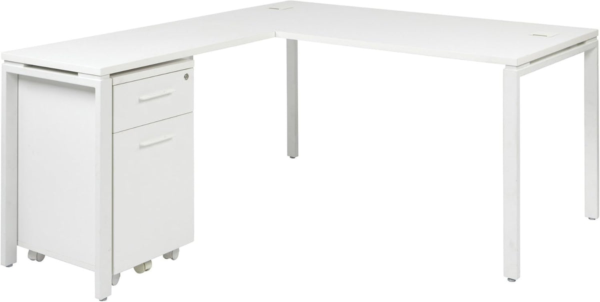 White Mobile File with Hidden Drawer and Castors X879556