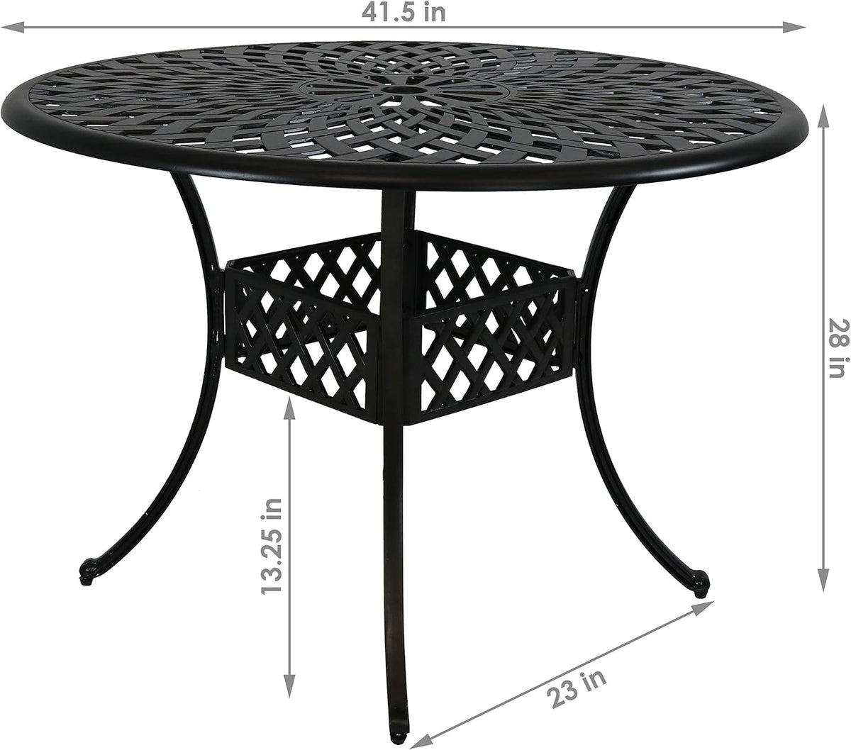 Round Cast Aluminum Patio Dining Table with Umbrella Hole O141592