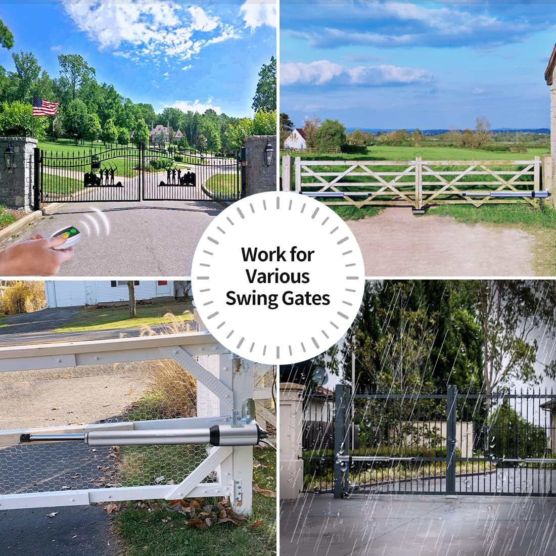Dual Swing Gate Opener Automatic Gate Motor for Double Swing Gate Up to 12ft per Arm, Electric Driveway Gate Operator AC Powered with Remote Control Kit Solar Compatible G9969