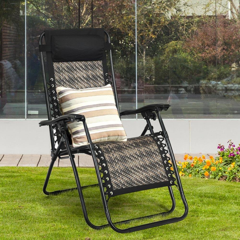 Black Metal Frame Zero Gravity Chair with Woven Seat U31929