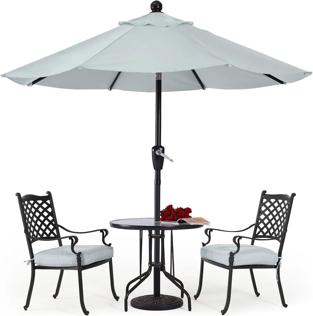 Square Solar Led Patio Umbrellas 7.5FT x 7.5FT Navy Blue I3047