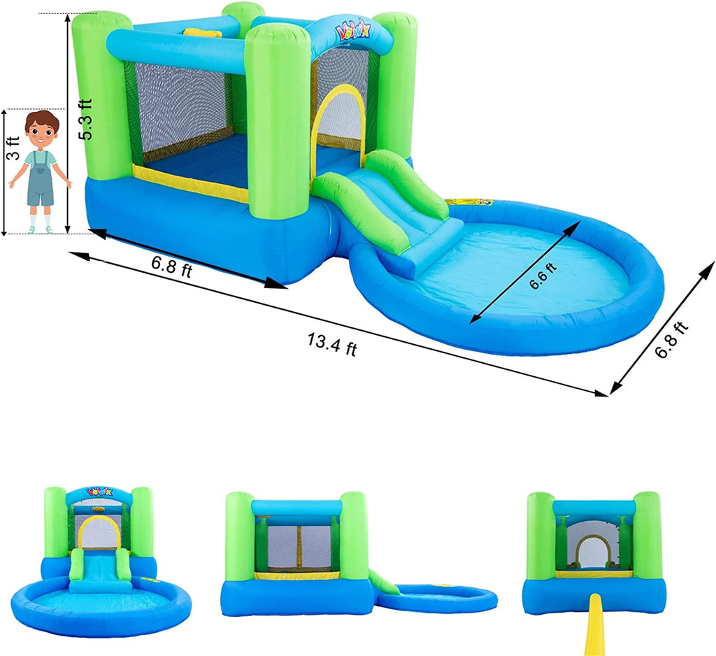 Inflatable Bounce House with Blower, Waterslide & Pool C782