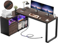 55 Inch L Shaped Computer Desk with File Cabinet and Drawers B404136