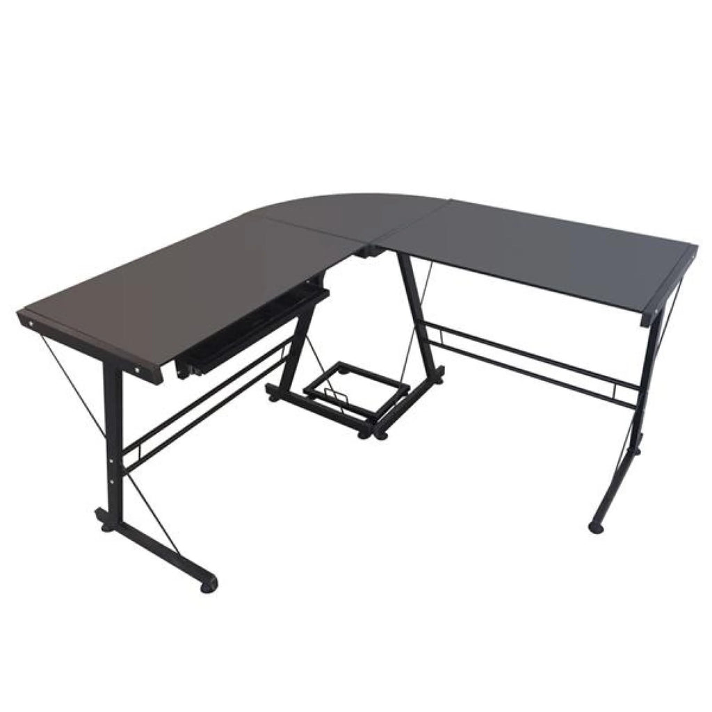 L-Shaped Corner Computer Game Desk with Removable Keyboard Tray K1993
