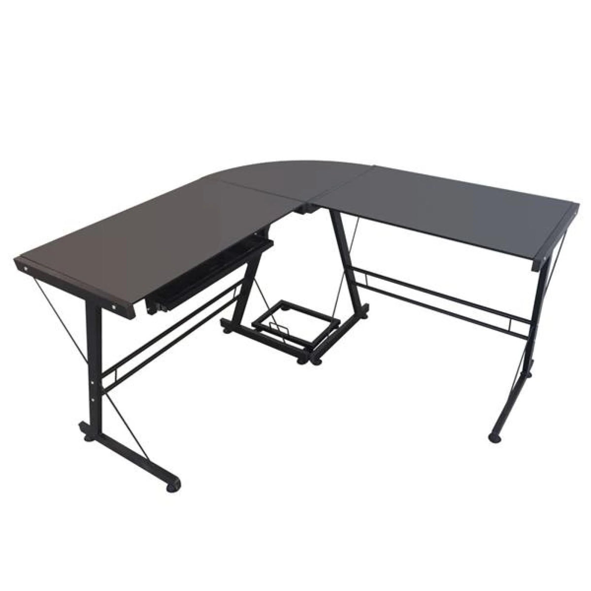 L-Shaped Corner Computer Game Desk with Removable Keyboard Tray K1993