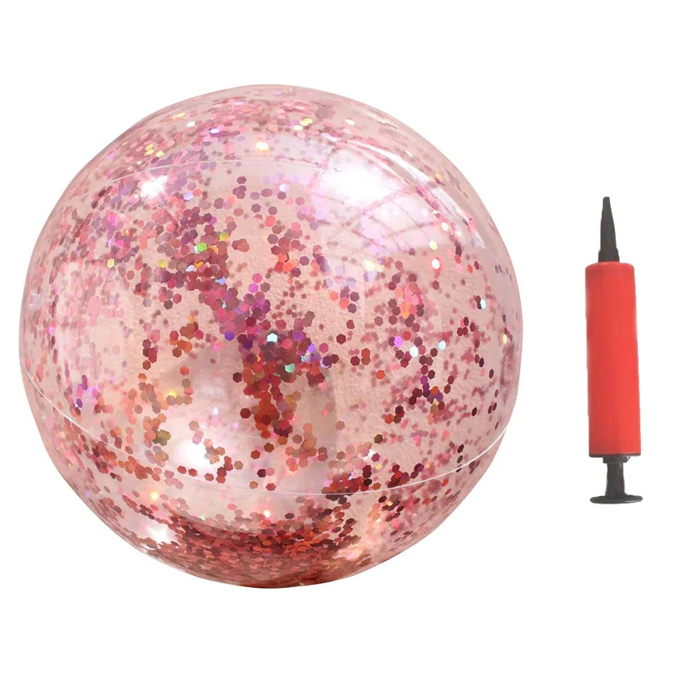 2pcs Glitter Sequin Beach Balls Inflatable PVC Ball Toys with Pumps M51698