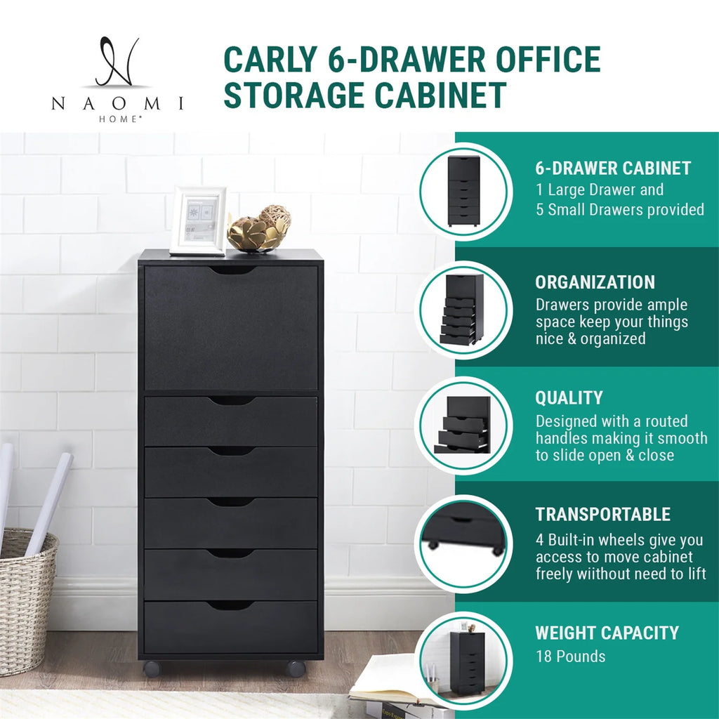 6 Drawer Gray Office Storage Cabinet R440292