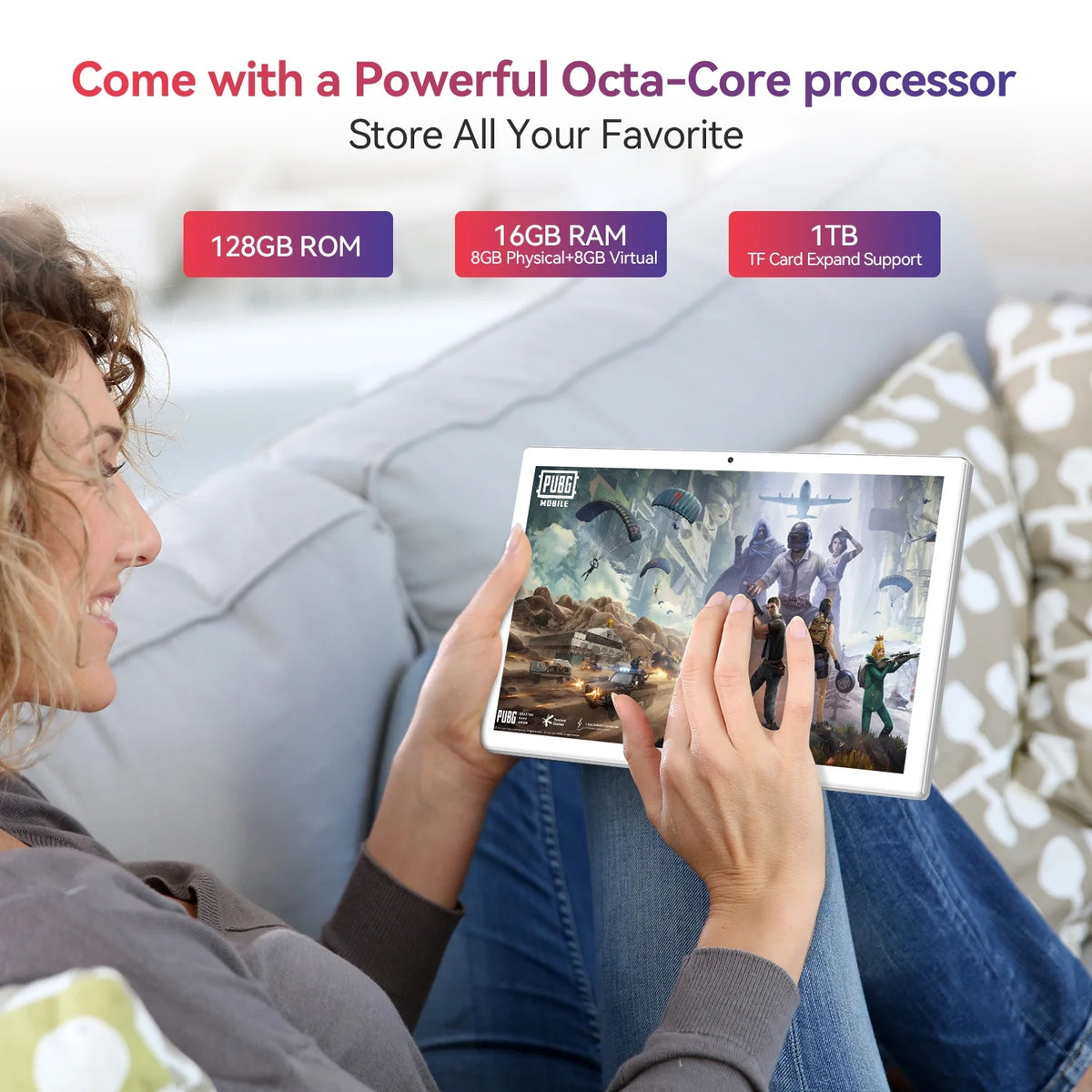 White 10.1 inch Tablet with Octa-Core Processor, 16GB RAM 128GB ROM R897095