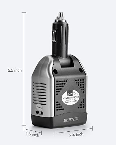 150W Power Inverter 12V to 110V Car Charger with 2 USB Ports Z276