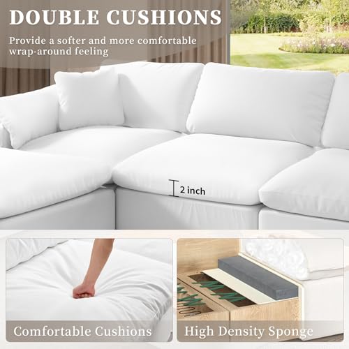 White U-Shaped Sectional Sofa with Detachable Covers E27841