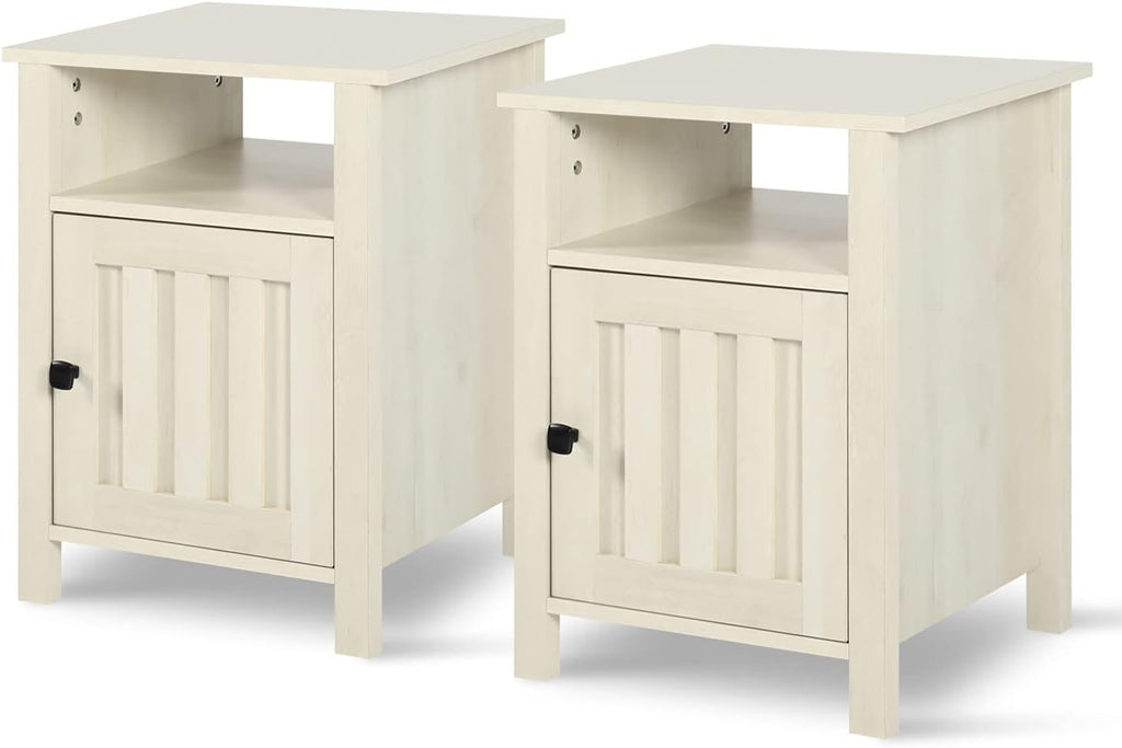 Set of 2 Wood Nightstand with Cabinet & Open Shelf N324310