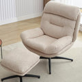 Beige Chenille Swivel Accent Chair with Ottoman R324