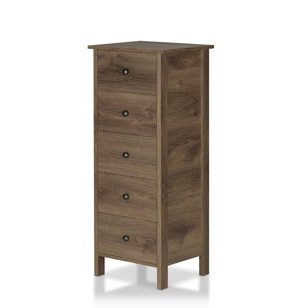 Distressed Walnut 5-Drawer Vertical Chest B33980