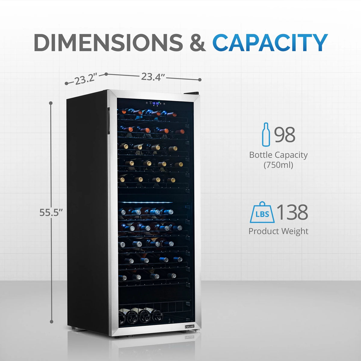 98 Bottle Dual Zone Stainless Steel Wine Refrigerator G29429