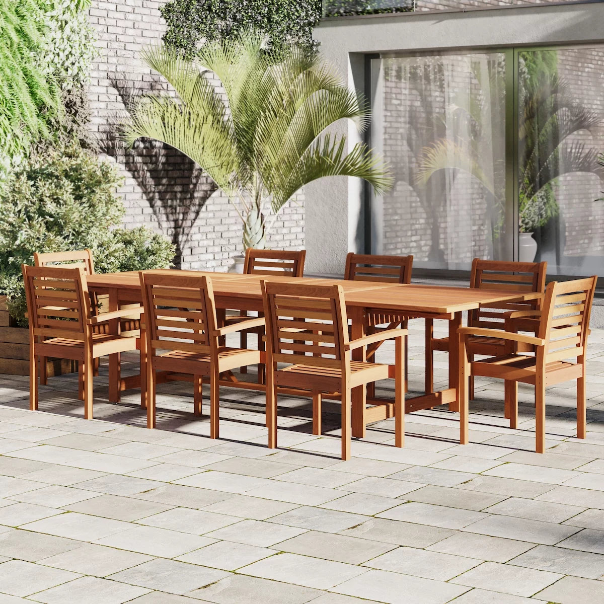 9-Piece Eucalyptus Extendable Rectangular Patio Dining Set X25240