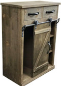 Rustic Sliding Barn Door Wood Console Cabinet K6464