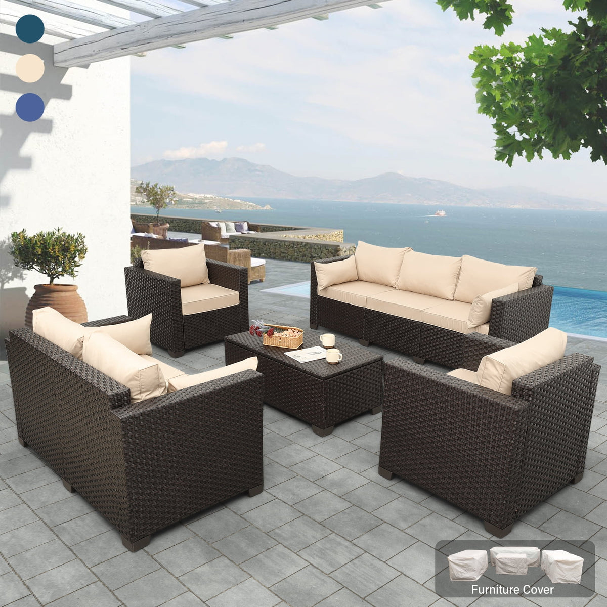 5 Pcs Outdoor Conversation Set with Fire Pit D3975