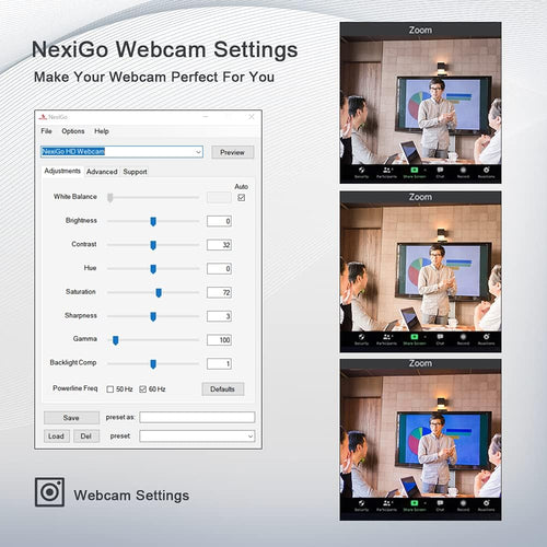 1080P Webcam with Ring Light, Privacy Cover and Dual Microphone I336