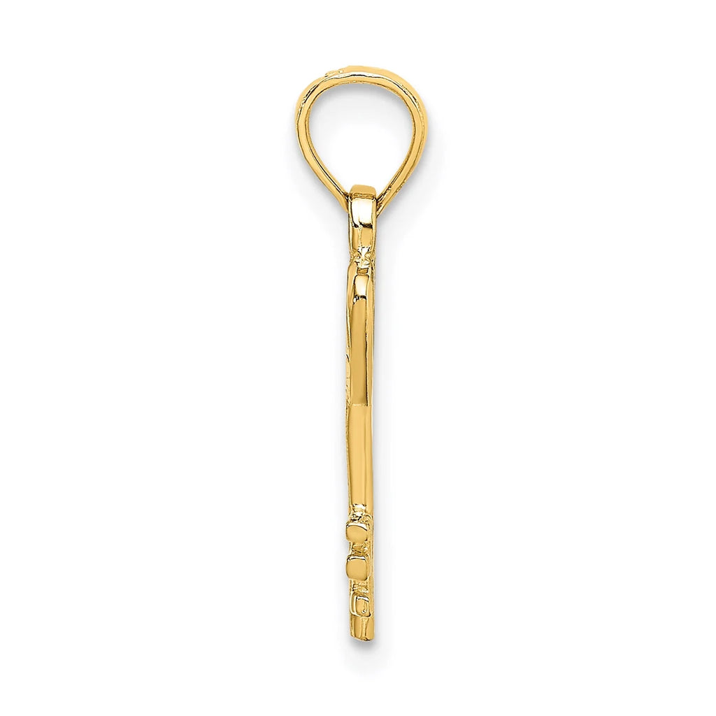 14K Yellow Gold 3D Key With Heart Pendant Charm With 10K Yellow Gold Rope Chain Necklace 20'' K704590