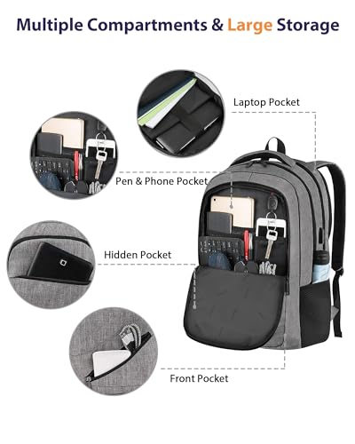 Grey 18 Inch Laptop Backpack with Luggage Strap X568
