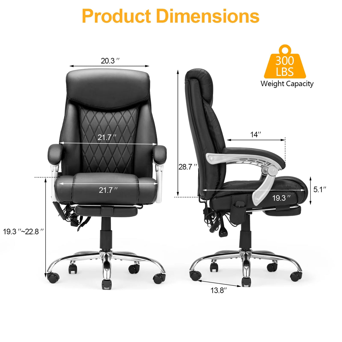 Black Ergonomic Office Chair with Lumbar Support and Massage B411966
