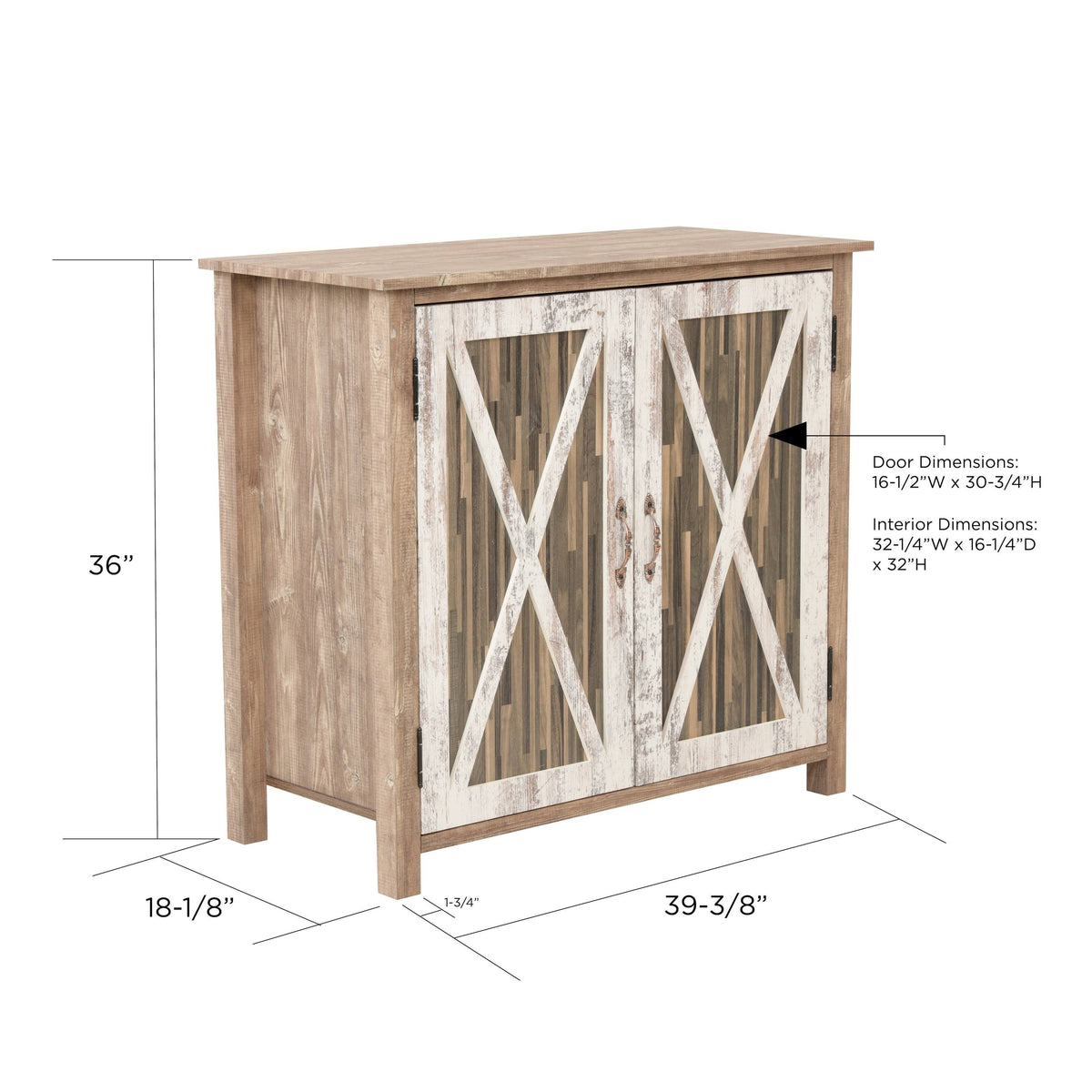 Two Door Cabinet with Rustic Barn Style Doors U377