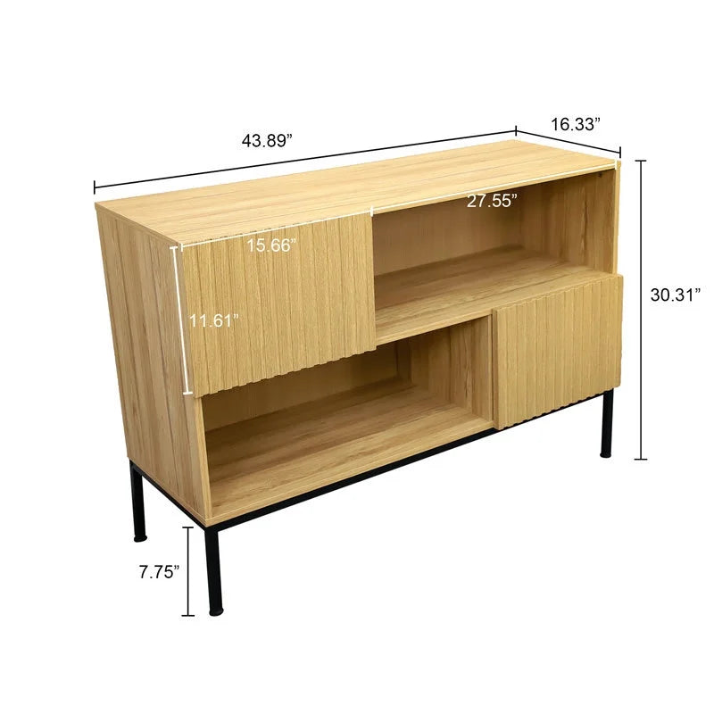 Modern Sideboard Buffet with Wavy Grain Doors I197431