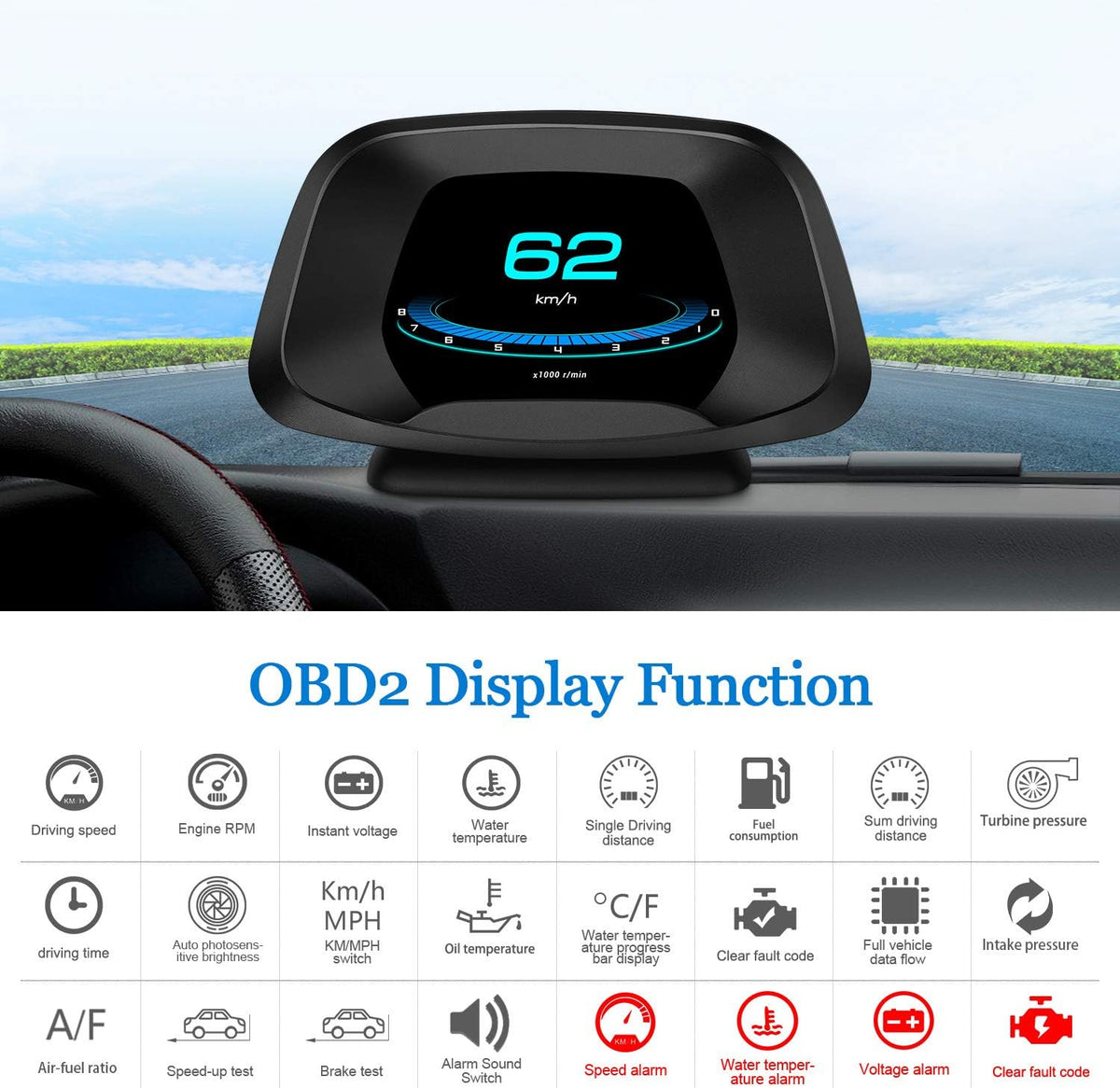 Pack of 2 Car HUD Head Up Display E55065