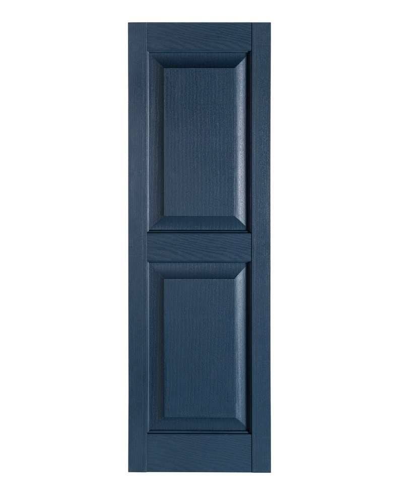 Raised Panel Exterior Decorative Shutters Bedford Blue - 15 x 55 in. W8231
