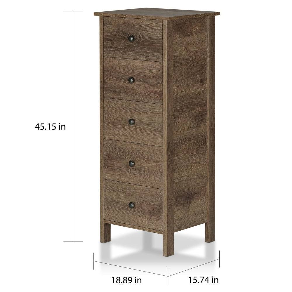 Distressed Walnut 5-Drawer Vertical Chest B33980