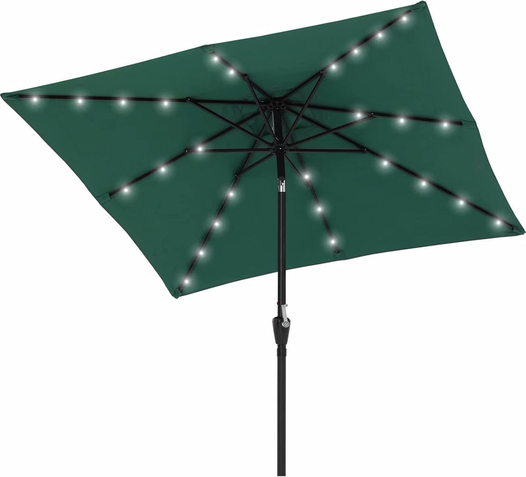 Square Solar Led Patio Umbrellas 7.5FT x 7.5FT Navy Blue I3047