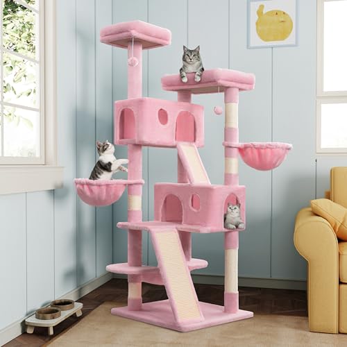66 Inches Multi-Level Cat Tree Tower with Hammock and Baskets B724
