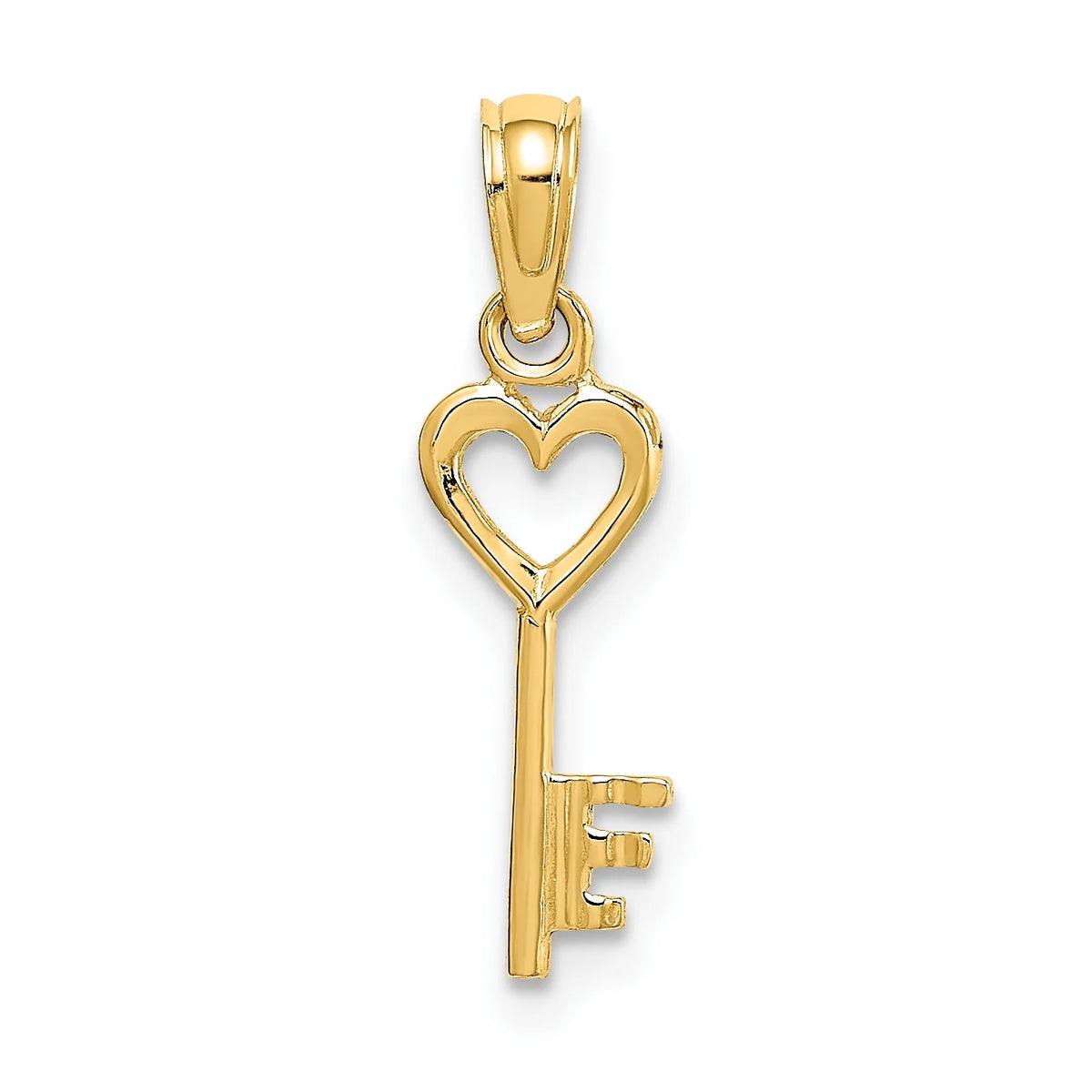 14K Yellow Gold 3D Key With Heart Pendant Charm With 10K Yellow Gold Rope Chain Necklace 20'' K704590