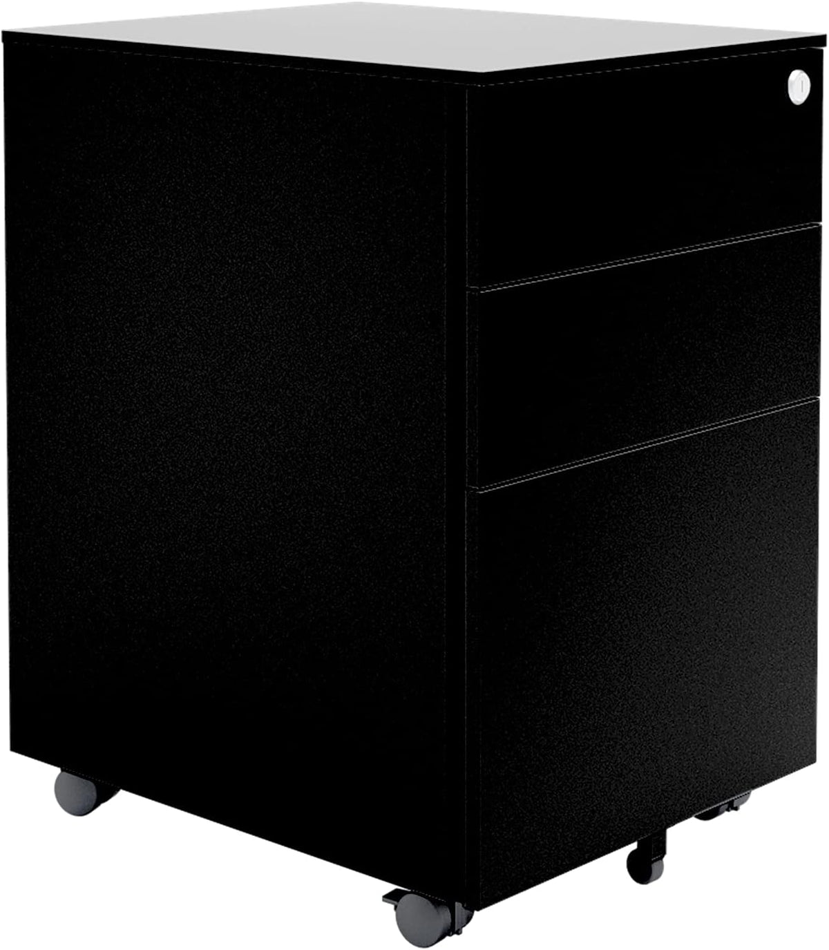 White Three Drawer Filing Cabinet with Rolling Casters M8251