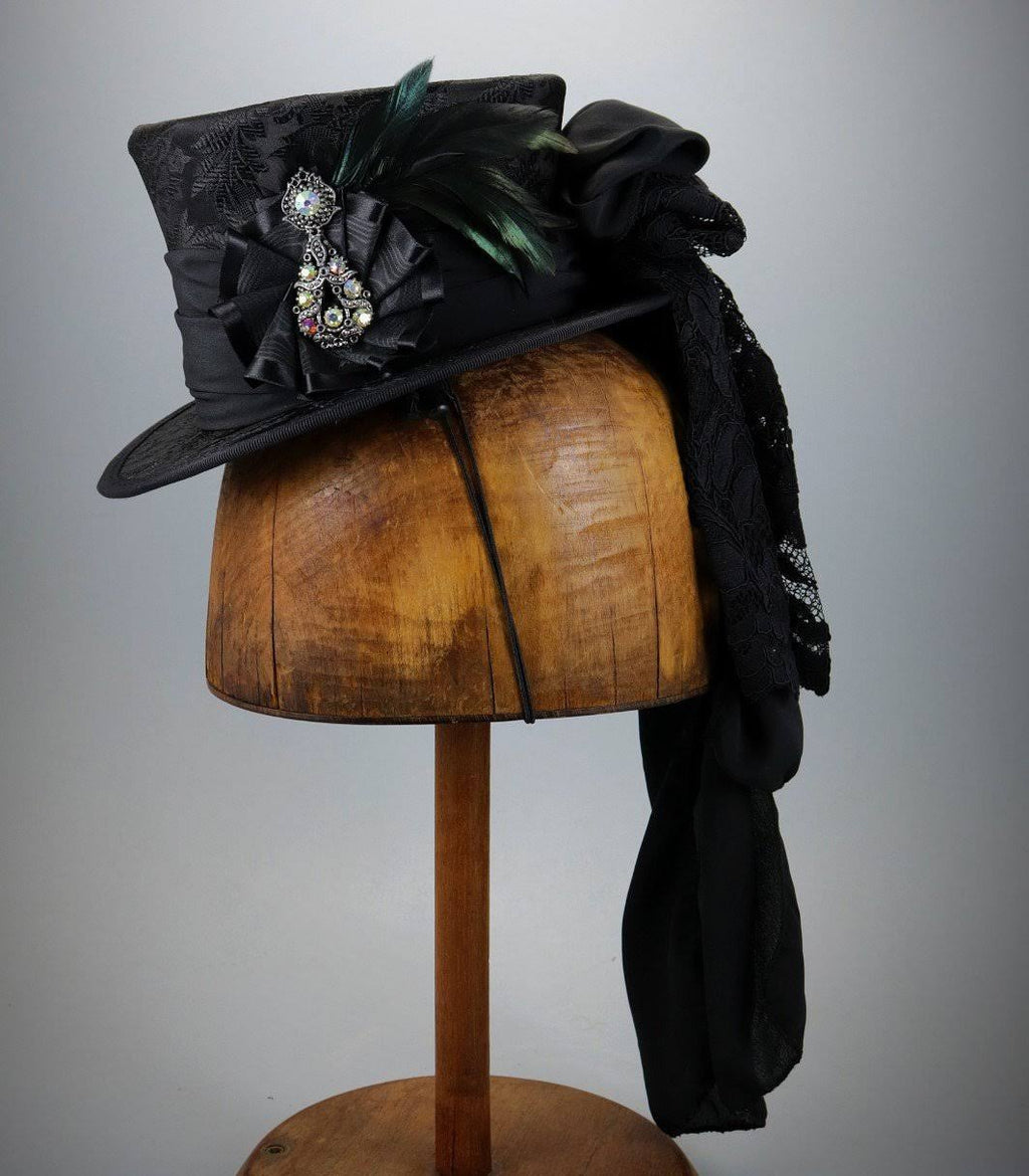 Black Brocade Mini Top Hat J30769